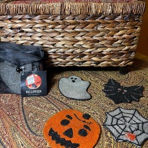 POTTERY BARN BEADED HALLOWEEN COASTERS
